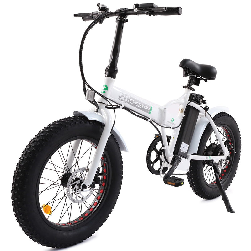 Ecotric 20inch White Fat Tire Portable and Folding Electric Bike