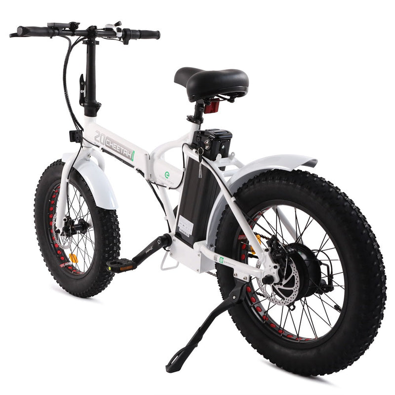 Ecotric 20inch White Fat Tire Portable and Folding Electric Bike