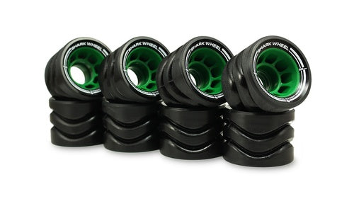 Sharkwheel 58mm, 86a Hybrid Quad Skate Wheels - Black with Green Hub