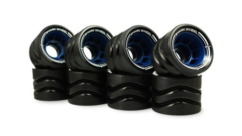 Sharkwheel 58mm, 86a Hybrid Quad Skate Wheels - Black with Blue Hub