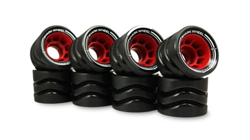 Sharkwheel 58mm, 86a Hybrid Quad Skate Wheels - Black with Red Hub