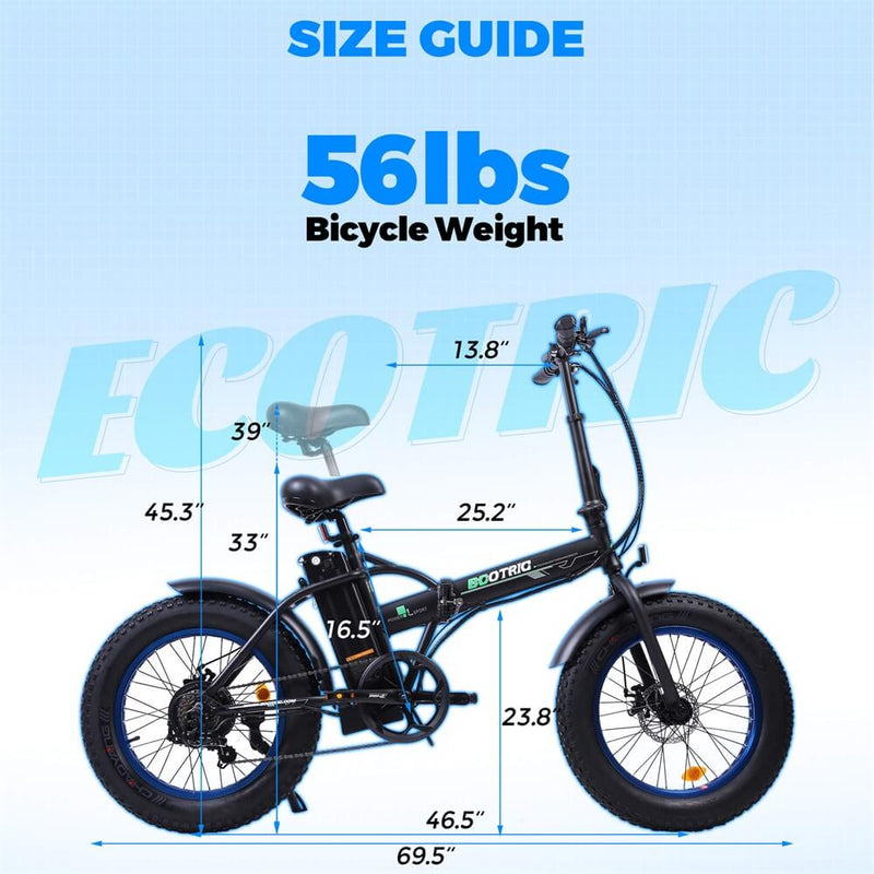 Ecotric UL Certified 36V Fat Tire Portable and Folding Electric Bike